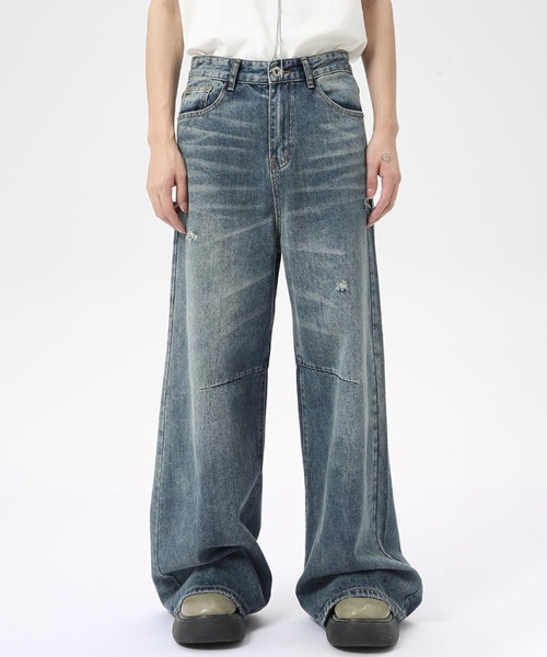 WESTBOY(ウエストボーイ)の「ルーズバギーウォッシュドデニムパンツ/セミワイドデニムパンツ WO24W1PT03【WB ORIGINALS】(デニムパンツ・メンズ・ブルー・XL/M/L)」の3枚目の写真