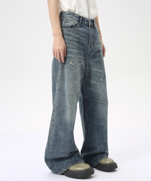 WESTBOY(ウエストボーイ)の「ルーズバギーウォッシュドデニムパンツ/セミワイドデニムパンツ WO24W1PT03【WB ORIGINALS】(デニムパンツ・メンズ・ブルー・XL/M/L)」の7枚目の写真
