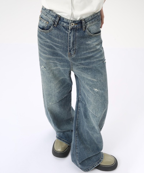 WESTBOY(ウエストボーイ)の「ルーズバギーウォッシュドデニムパンツ/セミワイドデニムパンツ WO24W1PT03【WB ORIGINALS】(デニムパンツ・メンズ・ブルー・XL/M/L)」の8枚目の写真