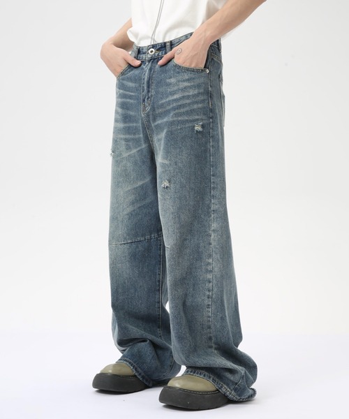 WESTBOY(ウエストボーイ)の「ルーズバギーウォッシュドデニムパンツ/セミワイドデニムパンツ WO24W1PT03【WB ORIGINALS】(デニムパンツ・メンズ・ブルー・XL/M/L)」の9枚目の写真