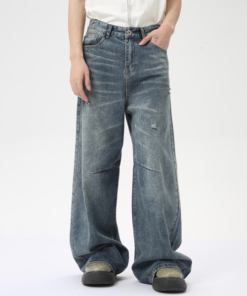 WESTBOY(ウエストボーイ)の「ルーズバギーウォッシュドデニムパンツ/セミワイドデニムパンツ WO24W1PT03【WB ORIGINALS】(デニムパンツ・メンズ・ブルー・XL/M/L)」の10枚目の写真