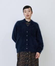 カシミヤファー加工カーディガン