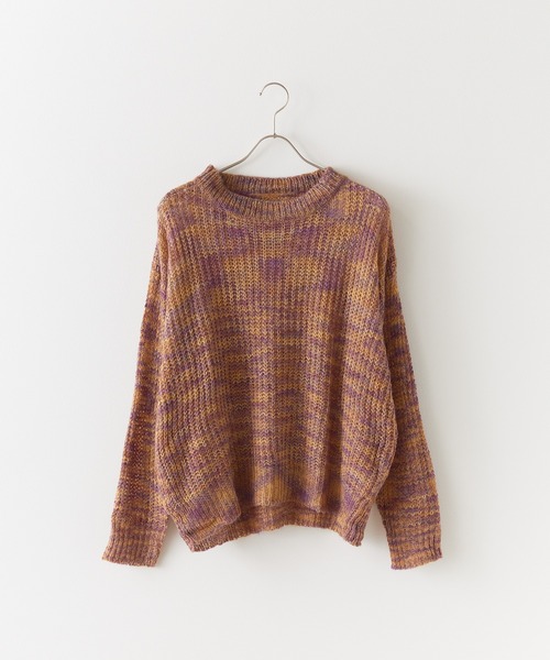 セール】Mixed color knitwear / MIXカラー透かし編みニット