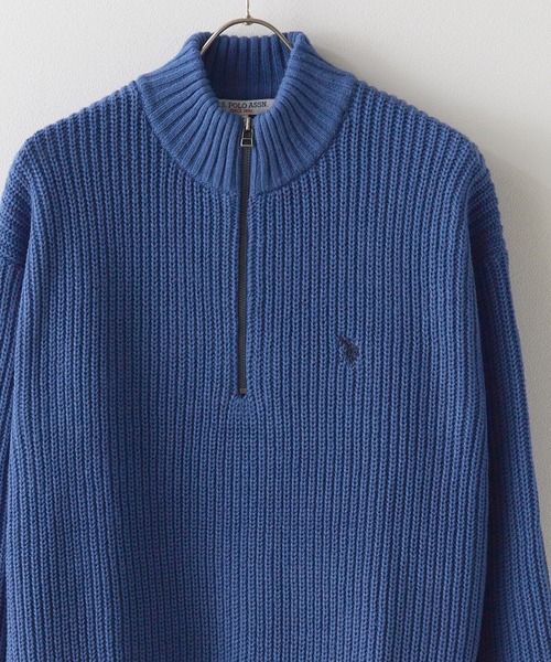 U.S. POLO ASSN.（ユーエスポロアッスン）の「U.S. POLO ASSN./ユーエスポロアッスン ハーフジップニット（ニット/セーター・メンズ・ブラック/アイボリー/ダークオレンジ/ダークブルー/ベージュ/ネイビー・M/L/LL）」の2枚目の写真
