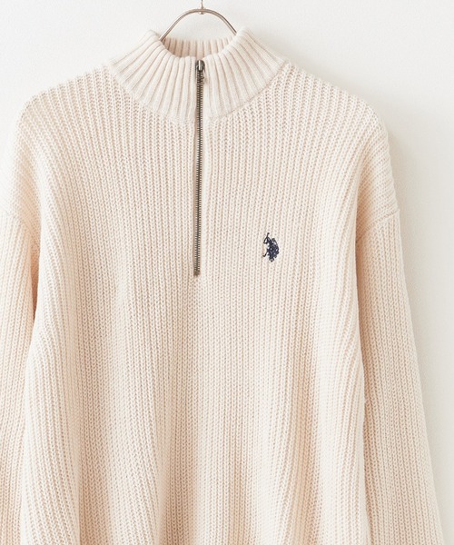 U.S. POLO ASSN.（ユーエスポロアッスン）の「U.S. POLO ASSN./ユーエスポロアッスン ハーフジップニット（ニット/セーター・メンズ・ブラック/アイボリー/ダークオレンジ/ダークブルー/ベージュ/ネイビー・M/L/LL）」の3枚目の写真