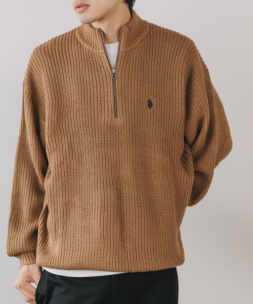 U.S. POLO ASSN.（ユーエスポロアッスン）の「U.S. POLO ASSN./ユーエスポロアッスン ハーフジップニット（ニット/セーター・メンズ・ブラック/アイボリー/ダークオレンジ/ダークブルー/ベージュ/ネイビー・M/L/LL）」の6枚目の写真