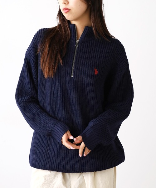 U.S. POLO ASSN.（ユーエスポロアッスン）の「U.S. POLO ASSN./ユーエスポロアッスン ハーフジップニット（ニット/セーター・メンズ・ブラック/アイボリー/ダークオレンジ/ダークブルー/ベージュ/ネイビー・M/L/LL）」の16枚目の写真