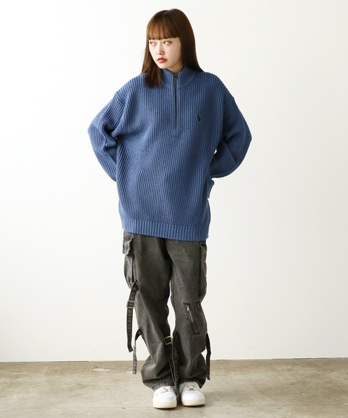 U.S. POLO ASSN.（ユーエスポロアッスン）の「U.S. POLO ASSN./ユーエスポロアッスン ハーフジップニット（ニット/セーター・メンズ・ブラック/アイボリー/ダークオレンジ/ダークブルー/ベージュ/ネイビー・M/L/LL）」の21枚目の写真