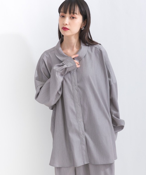 terrace（テラス）の「バックシャーリングシャツ（シャツ/ブラウス・レディース・チャコール/ベージュ/グレー・MEDIUM）」の12枚目の写真