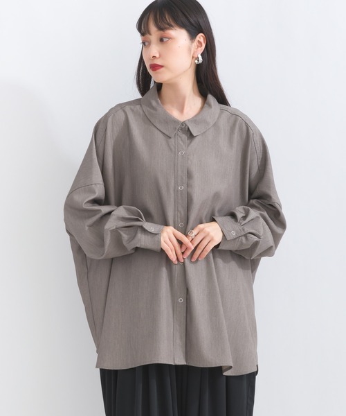 terrace（テラス）の「バックシャーリングシャツ（シャツ/ブラウス・レディース・チャコール/ベージュ/グレー・MEDIUM）」の13枚目の写真