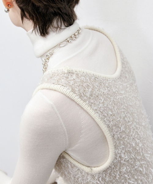 tageechita(タジチタ)の「【tageechita】ツイードラウンドネックニットワンピース(ワンピース・レディース・アイボリー・L/M/S)」の10枚目の写真