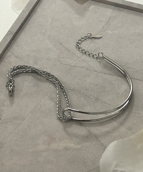 DiamondHearts（ダイヤモンドハーツ）の「メッシュチェーンダブルラインブレスレット（ブレスレット・レディース・シルバー・FREE）」の4枚目の写真