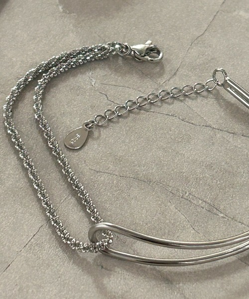 DiamondHearts（ダイヤモンドハーツ）の「メッシュチェーンダブルラインブレスレット（ブレスレット・レディース・シルバー・FREE）」の6枚目の写真