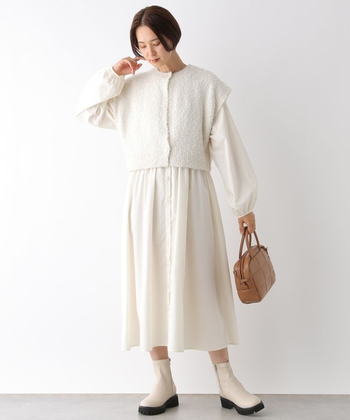 LEPSIM（レプシィム）の「ニットベストSETワンピース　140443（ワンピース・レディース・オフホワイト/ブラック・FREE）」の7枚目の写真