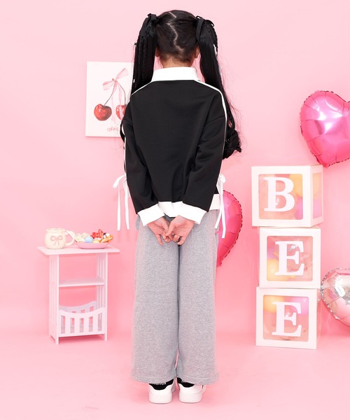 Bee des Bee（ビーデスビー）の「袖リボントラックジャケット（ブルゾン・キッズ・アイボリー/ライトブルー/ブラック/ピンク・110cm/100cm/150cm/140cm/130cm/120cm）」の11枚目の写真