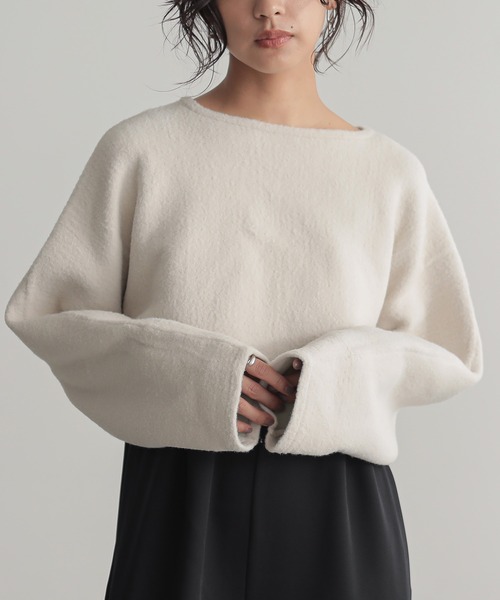 for/c(フォーシー)の「Wフェイスショートフェザーニット【サスティナブル】(ニット/セーター・レディース・アイボリー/チャコールグレー/ネイビー・M/L)」の11枚目の写真