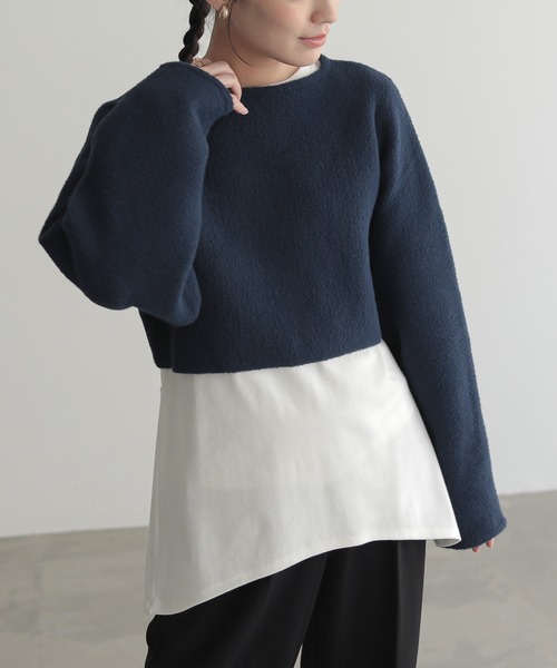 for/c(フォーシー)の「Wフェイスショートフェザーニット【サスティナブル】(ニット/セーター・レディース・アイボリー/チャコールグレー/ネイビー・M/L)」の16枚目の写真