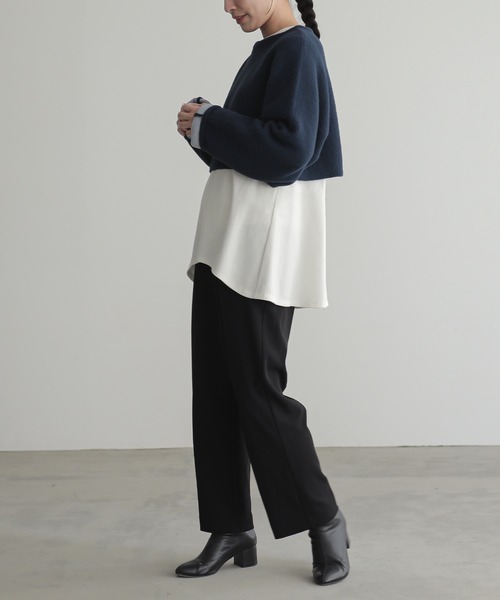 for/c(フォーシー)の「Wフェイスショートフェザーニット【サスティナブル】(ニット/セーター・レディース・アイボリー/チャコールグレー/ネイビー・M/L)」の19枚目の写真