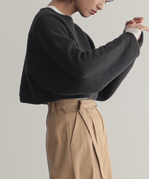 for/c(フォーシー)の「Wフェイスショートフェザーニット【サスティナブル】(ニット/セーター・レディース・アイボリー/チャコールグレー/ネイビー・M/L)」の6枚目の写真