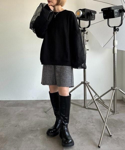 apres jour mignon(アプレジュールミニョン)の「袖チュールスウェット【ZOZOTOWN限定アイテム】(スウェット・レディース・パープル/グリーン/ブラック・X-LARGE/フリー)」の13枚目の写真