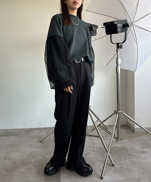 apres jour mignon(アプレジュールミニョン)の「袖チュールスウェット【ZOZOTOWN限定アイテム】(スウェット・レディース・パープル/グリーン/ブラック・X-LARGE/フリー)」の19枚目の写真