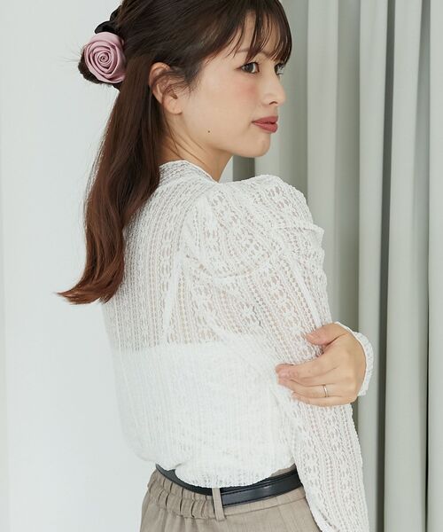 MAJESTIC LEGON(マジェスティックレゴン)の「パワショルレース長袖トップス(Tシャツ/カットソー・レディース・オフホワイト/ブラック/アイボリー・MEDIUM)」の9枚目の写真