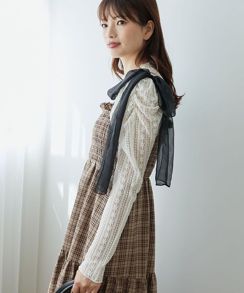 MAJESTIC LEGON(マジェスティックレゴン)の「パワショルレース長袖トップス(Tシャツ/カットソー・レディース・オフホワイト/ブラック/アイボリー・MEDIUM)」の16枚目の写真
