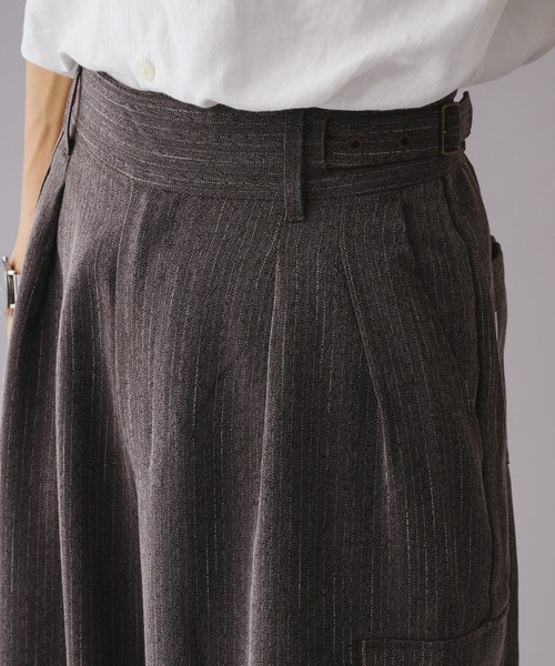 Adoon plain（アドーンプレーン）の「STRIPE WIDE GURKHA PANTS / ストライプワイドグルカパンツ（その他パンツ・メンズ・ブラウン/チャコールグレー・MEDIUM/LARGE）」の12枚目の写真