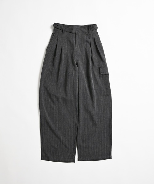 Adoon plain（アドーンプレーン）の「STRIPE WIDE GURKHA PANTS / ストライプワイドグルカパンツ（その他パンツ・メンズ・ブラウン/チャコールグレー・MEDIUM/LARGE）」の3枚目の写真