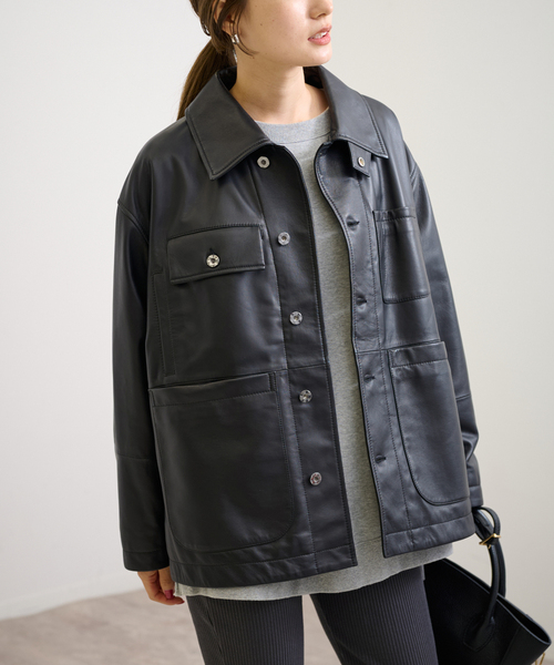 FRAMeWORK（フレームワーク）の「CCU SHEEP LEATHER カバーオール（カバーオール・レディース・ブラック・FREE）」の7枚目の写真