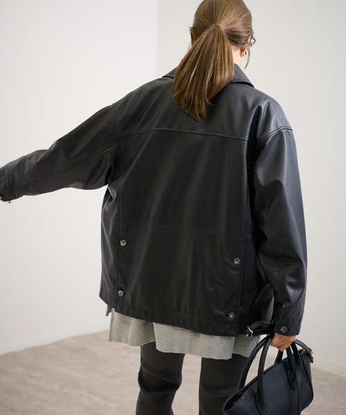 FRAMeWORK（フレームワーク）の「CCU SHEEP LEATHER カバーオール（カバーオール・レディース・ブラック・FREE）」の9枚目の写真