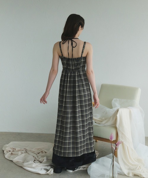 fupel(フぺル)の「Multi-way check fur cami one piece / マルチウェイチェックファーキャミワンピース(ワンピース・レディース・ブラック/ブラウン系その他・FREE)」の13枚目の写真