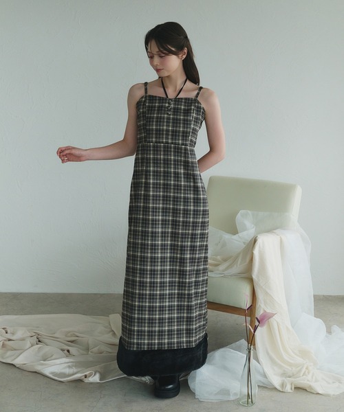 fupel（フぺル）の「Multi-way check fur cami one piece