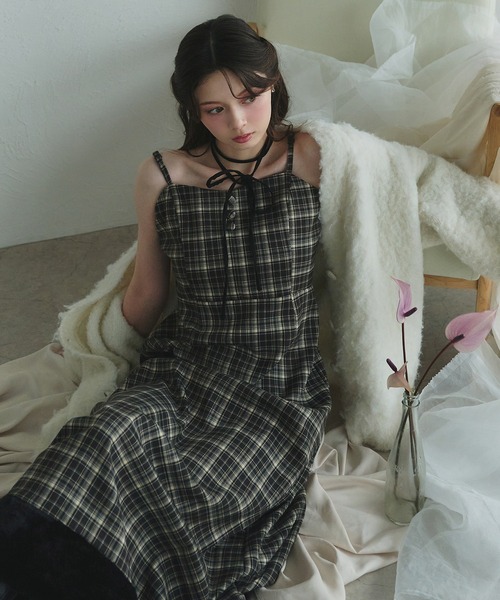 kn。さま・ワンピース・確認用 fupel（フぺル）の「Multi-way check fur cami one piece