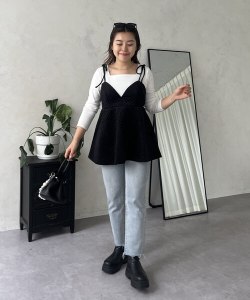 prose verse（プロズヴェール）の「【MOMO COLLECTION】キルティングベロアVネックペプラムビスチェ（キャミソール・レディース・ブラック・MEDIUM/LARGE）」の17枚目の写真