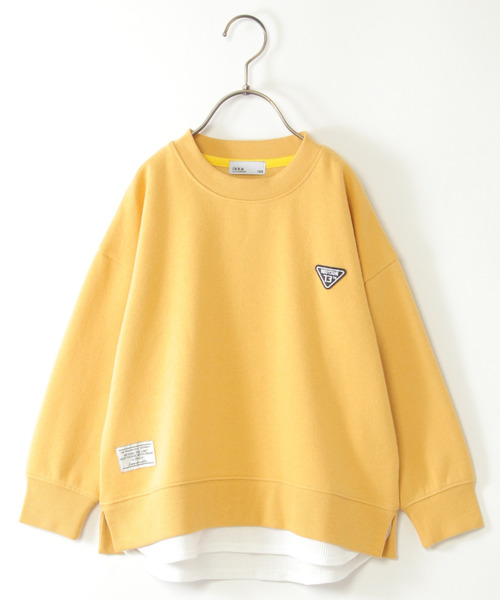 ikka（イッカ）の「裏起毛レイヤードワッペントレーナー（120~160cm）（スウェット・キッズ・クリアグリーン/ブルー/ダークグレー/マスタード・120/130/140/150/160）」の4枚目の写真