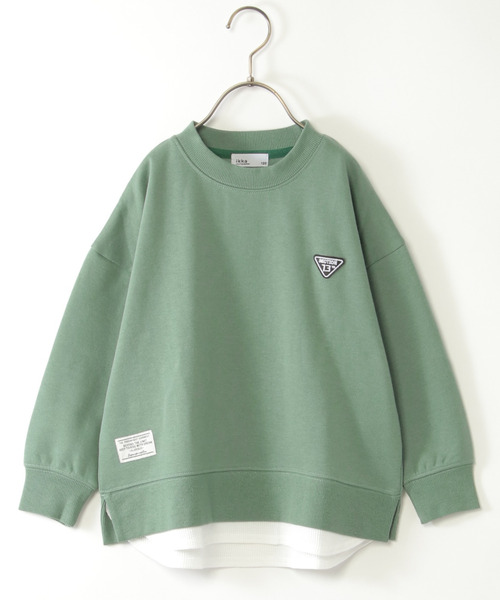 ikka（イッカ）の「裏起毛レイヤードワッペントレーナー（120~160cm）（スウェット・キッズ・クリアグリーン/ブルー/ダークグレー/マスタード・120/130/140/150/160）」の3枚目の写真