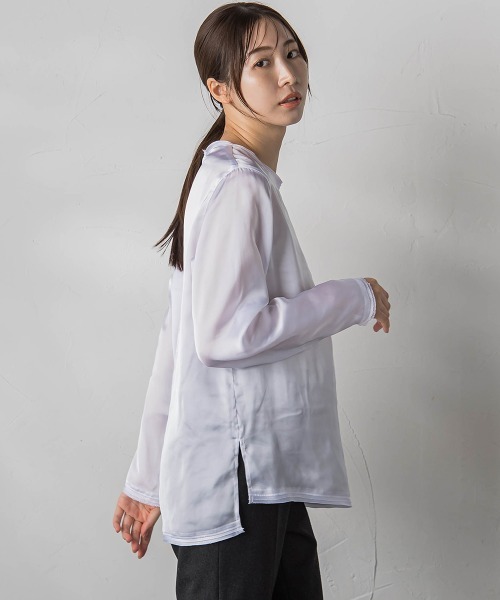 la.f…(ラエフ)の「【WEB&一部店舗限定】シアーサテンTブラウス(シャツ/ブラウス・レディース・ライトグレー/オフホワイト/ブラック・9号)」の7枚目の写真
