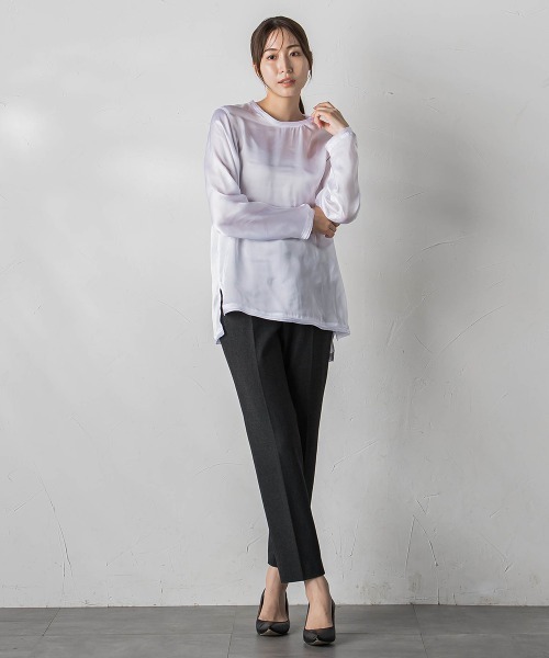 la.f…(ラエフ)の「【WEB&一部店舗限定】シアーサテンTブラウス(シャツ/ブラウス・レディース・ライトグレー/オフホワイト/ブラック・9号)」の9枚目の写真