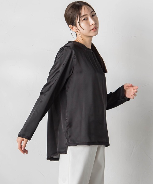 la.f…(ラエフ)の「【WEB&一部店舗限定】シアーサテンTブラウス(シャツ/ブラウス・レディース・ライトグレー/オフホワイト/ブラック・9号)」の13枚目の写真