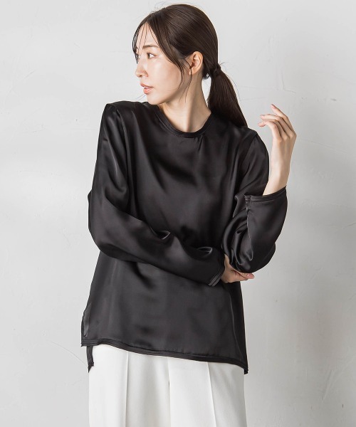 la.f…(ラエフ)の「【WEB&一部店舗限定】シアーサテンTブラウス(シャツ/ブラウス・レディース・ライトグレー/オフホワイト/ブラック・9号)」の15枚目の写真