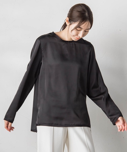la.f…(ラエフ)の「【WEB&一部店舗限定】シアーサテンTブラウス(シャツ/ブラウス・レディース・ライトグレー/オフホワイト/ブラック・9号)」の16枚目の写真