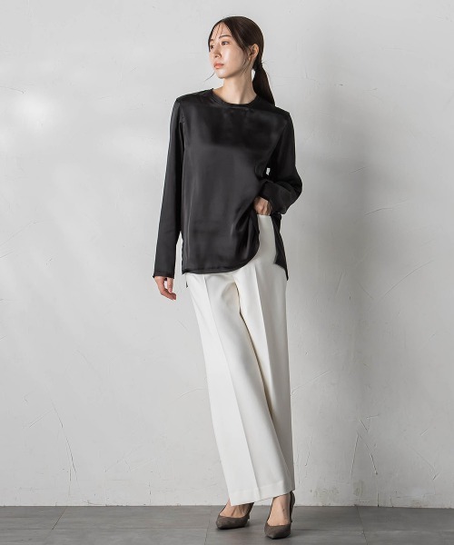 la.f…(ラエフ)の「【WEB&一部店舗限定】シアーサテンTブラウス(シャツ/ブラウス・レディース・ライトグレー/オフホワイト/ブラック・9号)」の18枚目の写真
