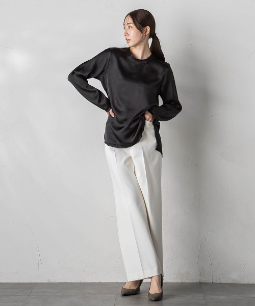 la.f…(ラエフ)の「【WEB&一部店舗限定】シアーサテンTブラウス(シャツ/ブラウス・レディース・ライトグレー/オフホワイト/ブラック・9号)」の19枚目の写真