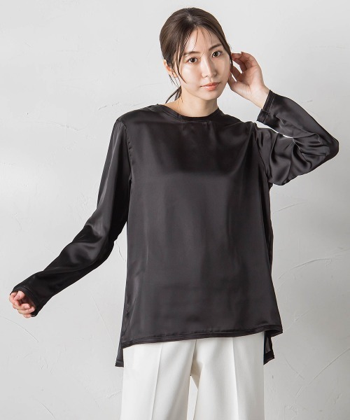 la.f…(ラエフ)の「【WEB&一部店舗限定】シアーサテンTブラウス(シャツ/ブラウス・レディース・ライトグレー/オフホワイト/ブラック・9号)」の14枚目の写真