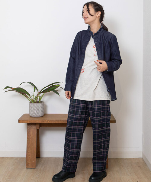 POU DOU DOU（プードゥドゥ）の「タータンチェックダブルリボンパンツ（その他パンツ・レディース・ダークブラウン/ネイビー・M）」の20枚目の写真