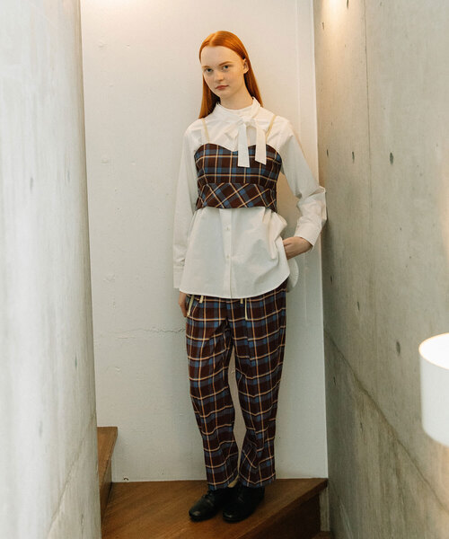 POU DOU DOU（プードゥドゥ）の「タータンチェックダブルリボンパンツ（その他パンツ・レディース・ダークブラウン/ネイビー・M）」の21枚目の写真