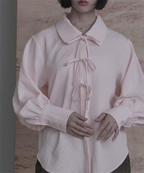 ビッグカラーフロントリボンブラウス