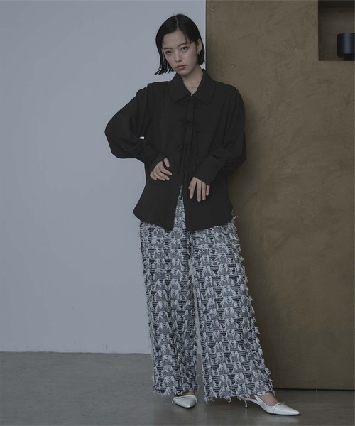 miette（ミエット）の「ビッグカラーフロントリボンブラウス（シャツ/ブラウス・レディース・アイボリー/ブラック/ピンク/ライトブルー・FREE）」の14枚目の写真