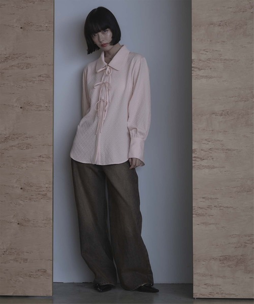 セール】ビッグカラーフロントリボンブラウス（シャツ/ブラウス